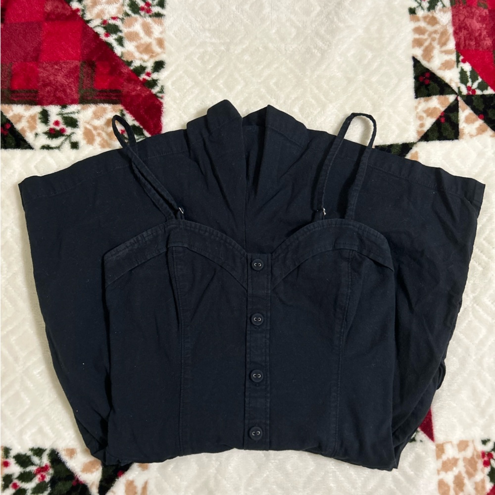 Abercrombie Black Button-Up Romper